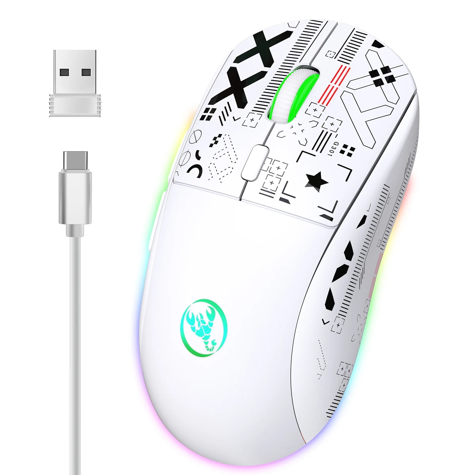 hxsj T90 2.4G Wireless Mechanical Mouse RGB Gaming Mouse