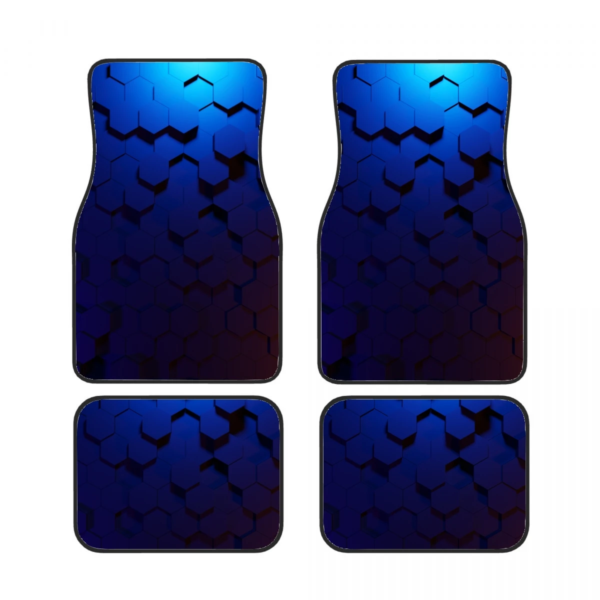 hexagon Car Floor Mats 4 Piece Set Front and Rear Carpet