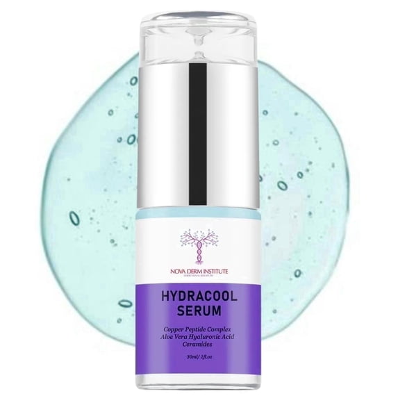 Nova Derm Institute Hydrating Hyaluronic Acid Serum with 20% HA for Dry & Sensitive skin Types, Copper Peptides for Anti Aging, Non Comedogenic 1 fl oz