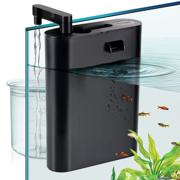 hygger 3 in 1 Aquarium Filter, 60GPH Fish Tank Power Filter for Water Change, Filtration and Landscaping with Water Hose, Filter Plates Cartridge, Sponge Filter Box