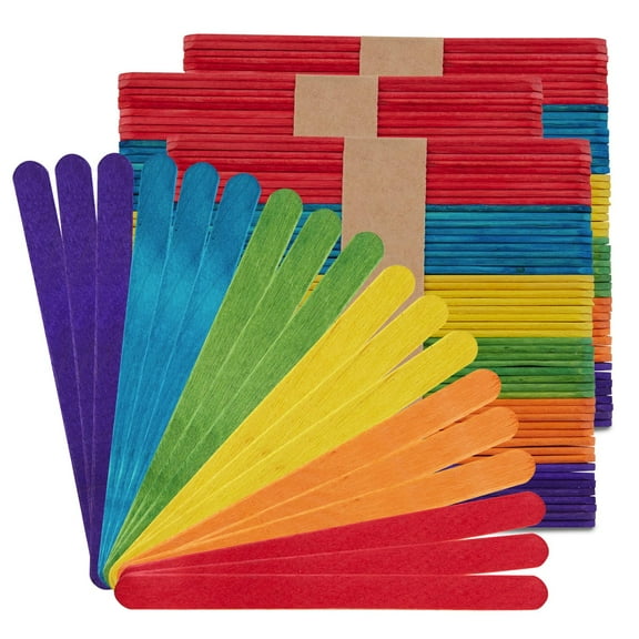 Hygloss Products Colored Craft Sticks  Vibrant Wood Popsicle Sticks  4.5 Inches, 500 Mixed Colors