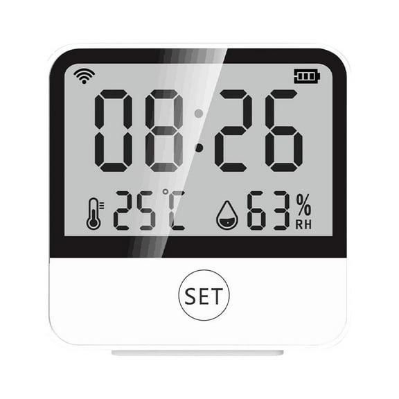 hygrothermograph,Date Week Display Time Date Week Room Temperature Display Temperature Time Date Wifi Office Bedroom Kitchen Bedroom Kitchen Room Kitchen Room Temperature Moweo White