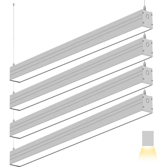 hykolity LED Architectural Suspended Linear Channel Light Linkable, 4FT 40W 3000K/4000K/5000K CCT Selectable, Dimmable Office Lighting Fixture for Commercial Places, 4600lm, ETL Listed, 4Pack