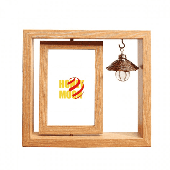 hymoon surround ribbons Wooden Rotating Picture Photo Frame 4x6