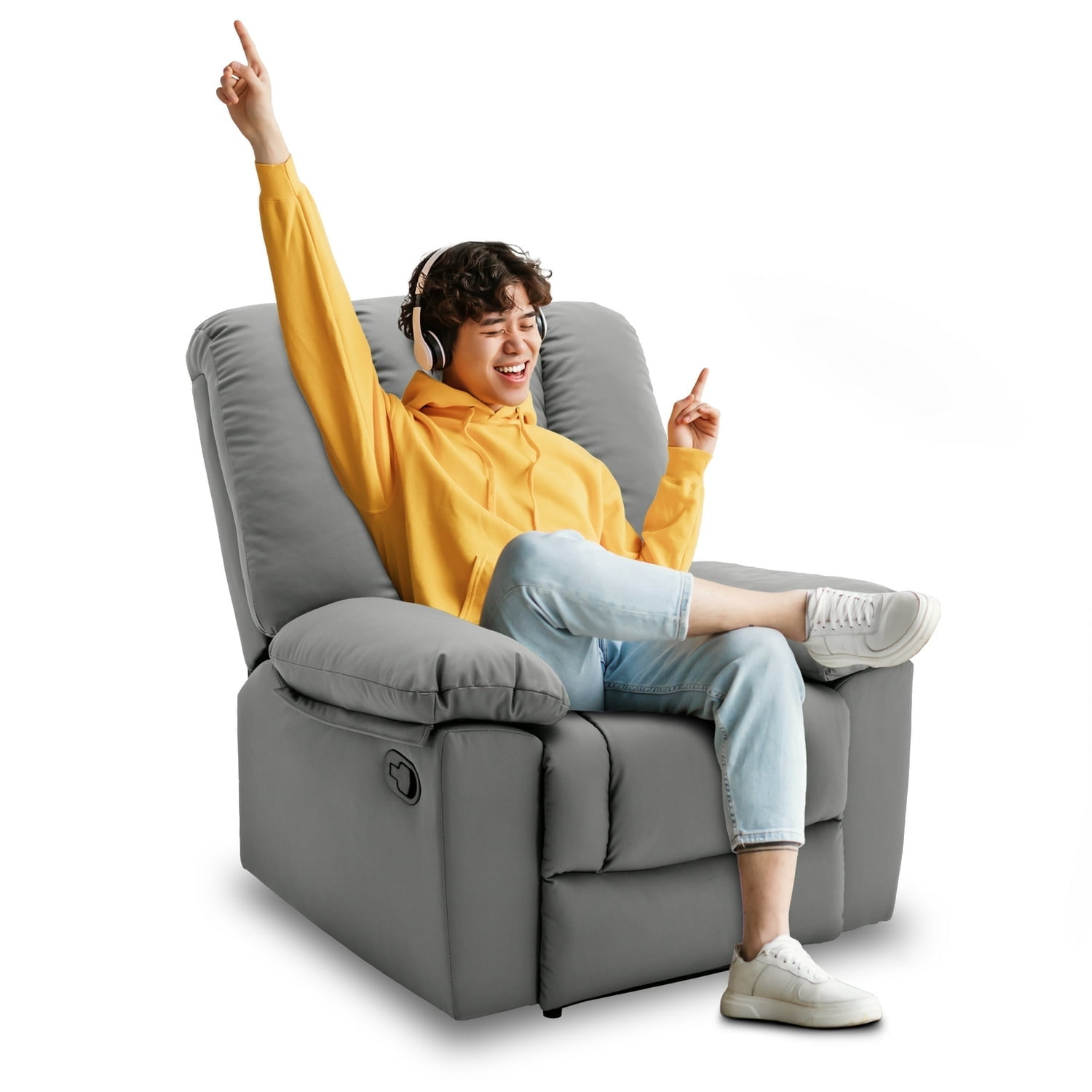 Hzlagm Manual Oversized Reclining Chair Breathable Fabric Single hzlagm-manual-oversized-reclining-chair-breathable-fabric-single