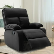 hzlagm Manual Recliner Chair with Adjustable Footrest for Small Spaces Living Room Bedroom RV Black
