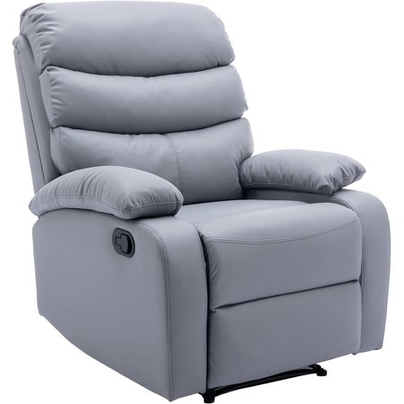 hzlagm Manual Recliner Chairs for Adults with Safety Reclining Easy to Operate Footrest & Headrest Mechanism for Bedroom, Living Room, RV - Light Gray