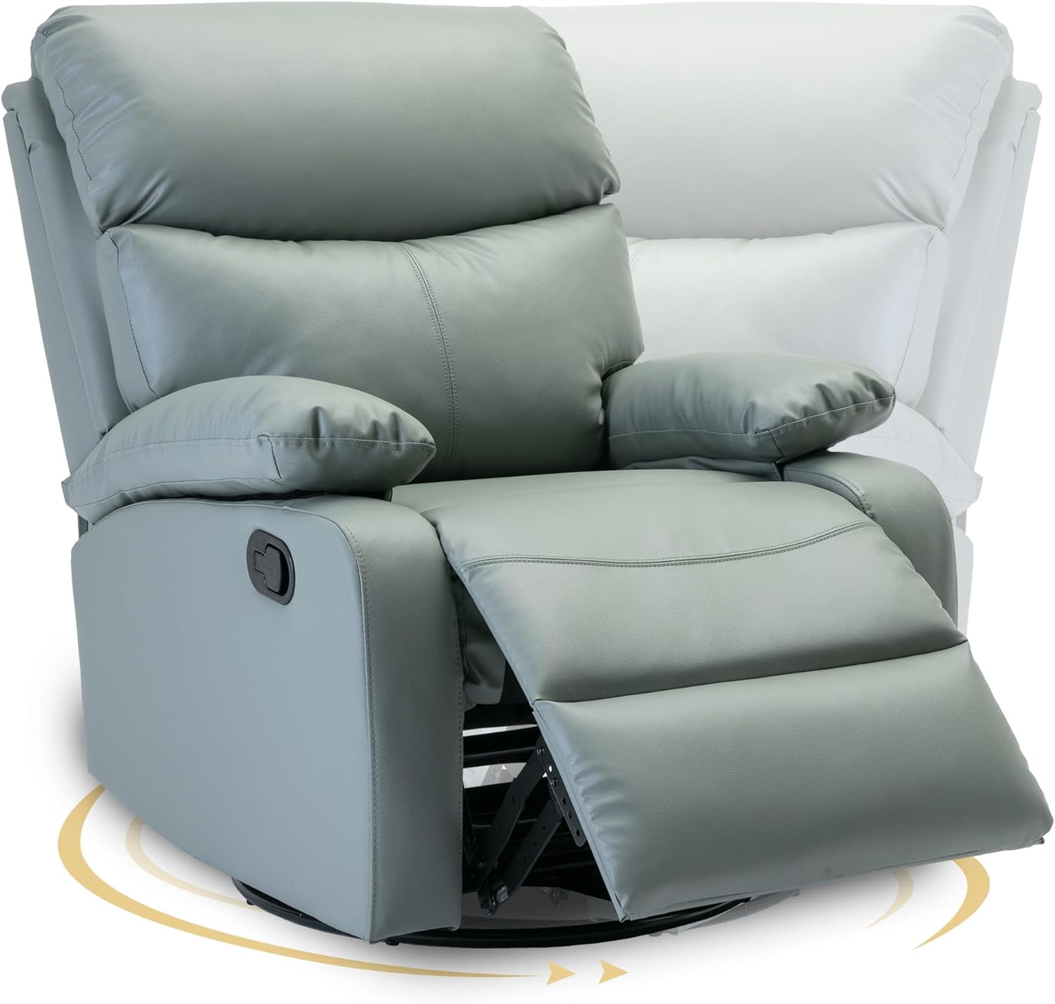 hzlagm Manual Swivel Rocker Recliner, Genuine Leather Rocking Recliner