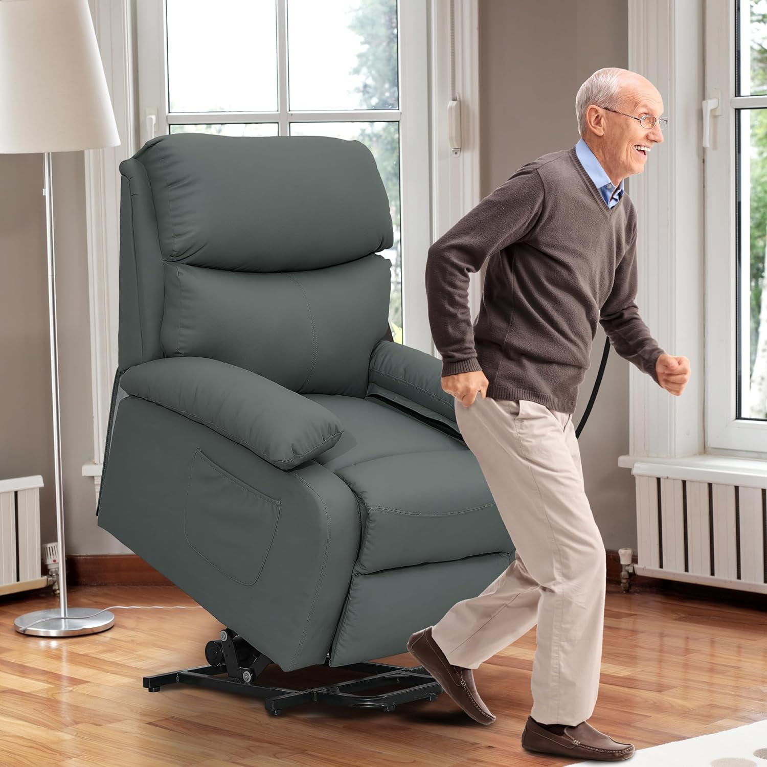 hzlagm Modern Ergonomic Electric Lift Recliner Chair with Footrest