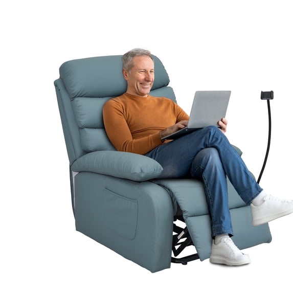 hzlagm Modern Ergonomic Electric Lift Recliner Chair with Footrest Single Reclining Sofa Lounge Soft Cushion and Back Comfortable Armchair for Living Room - Light Blue