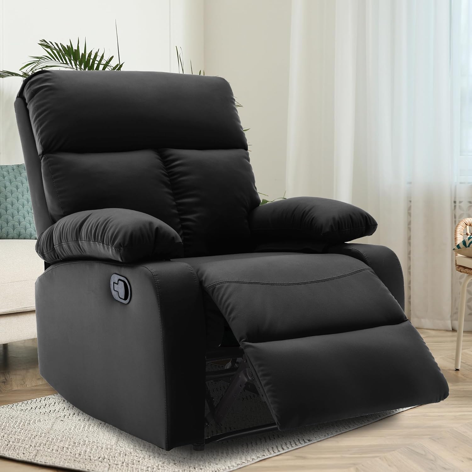 hzlagm Small Manual Recliner Chair with Adjustable Footrest for Small