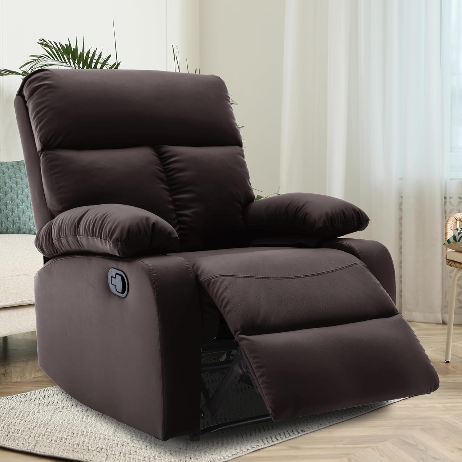 hzlagm Small Manual Recliner Chair with Adjustable Footrest for Small