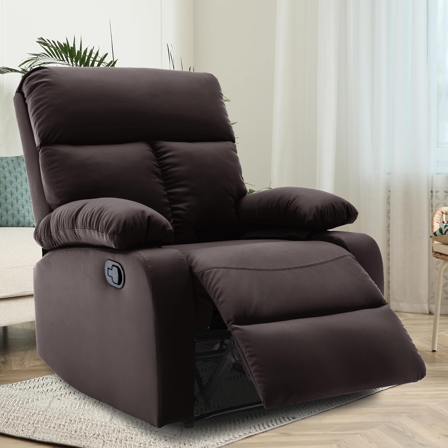 Hzlagm Manual Recliner Chair with Adjustable Footr