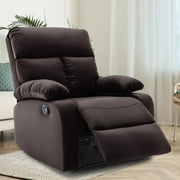 hzlagm Manual Recliner Chair with Adjustable Footrest for Small Spaces Living Room Bedroom RV Brown