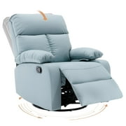 hzlagm Glider Recliner Nursery Chair with Manual Adjustable Footrest Swivel Rocker Recliner for Small Spaces Living Room Bedroom RV - Mint Blue