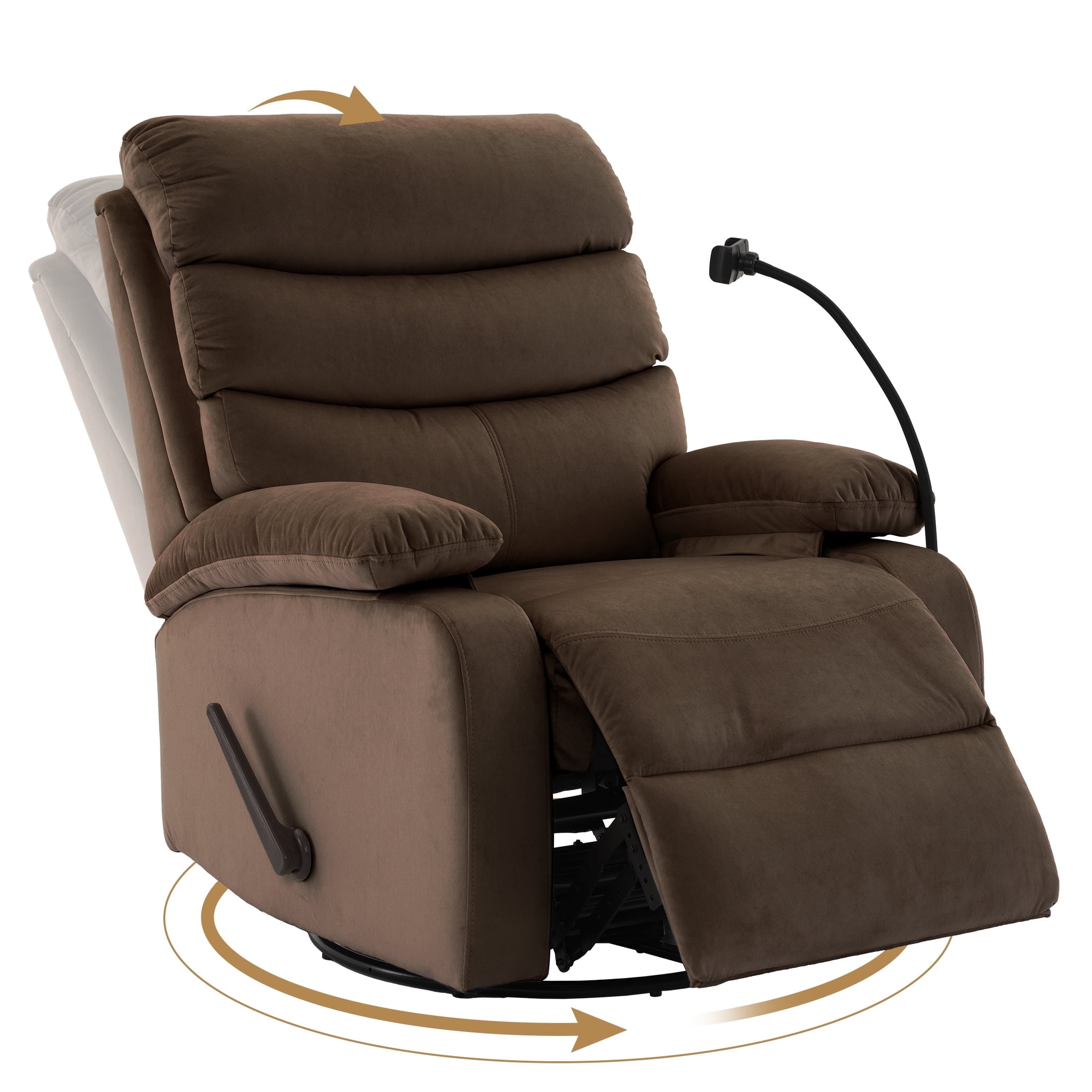 Swivel Rocker Recliner Adults Rocking Small Recliner Chair for Small Spaces Small Rocker Recliner Chair for Living Room RV Nursery Bedroom Dark Brown Walmart