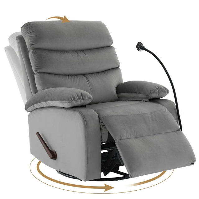 Swivel Rocker Recliner Adults, Rocking Small Recliner Chair for Small Spaces, Small Rocker