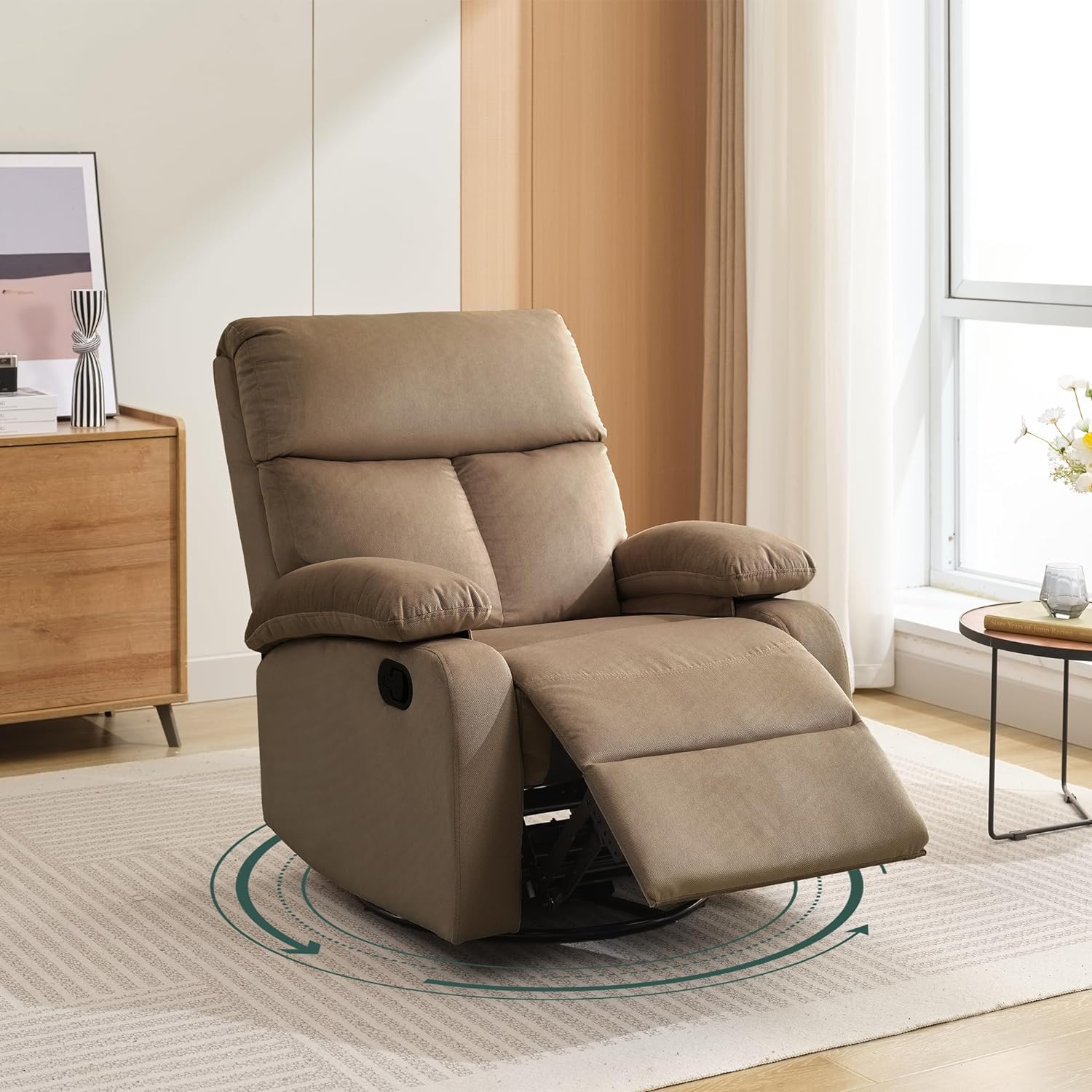 hzlagm Swivel Rocker Recliner Adults, Rocking Small Recliner Chair for Small Spaces, Small