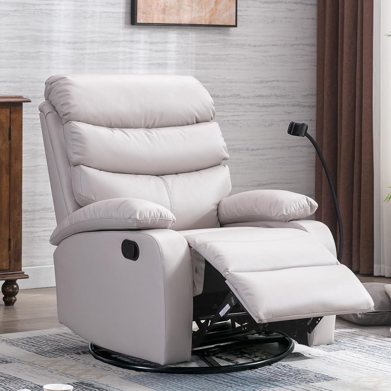 hzlagm Swivel Rocker Recliner Chair with Adjustable Backrest＆Footrest ...