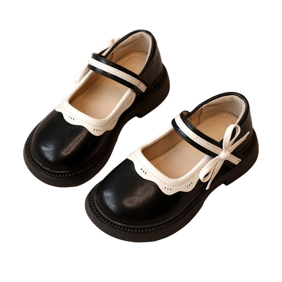 hzomhy Girls Bow Leather Shoes Soft Sole Casual School Uniform British Style Childrens Princess Casual Flats