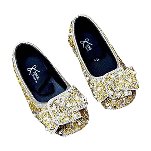 hzomhy Girls' Crystal Soft Sole Princess Shoes, Medium & Large Children (3 Months-14 Years) Casual Summer Little Leather Shoes