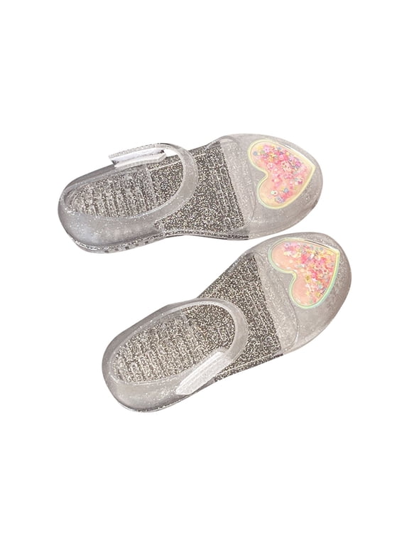 Girls Summer Sandals Closed Toe Water Play Soft Sole Non Slip Heart Design Princess Beach Shoes Lightweight Breathable Casual