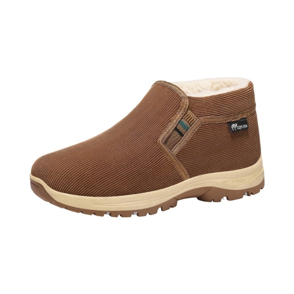 hzomhy Mens Snow Boots Pull On Round Toe Lined Short Boots Thick Sole Casual Shoes for Winter Daily Wear