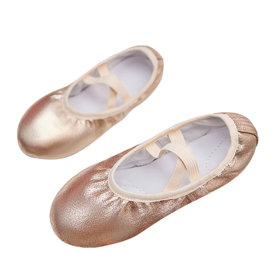 hzomhy Soft Sole Dance Shoes For Girls Plain Shiny Cat Claw Shoes Practice Elastic Kids Ballet Training Flats