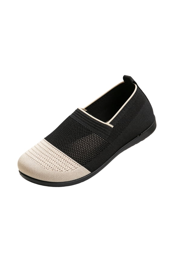 Women Round Toe Shallow Flats Mesh Breathable Upper Soft Flexible Outsole Slip On Design Suitable For All Season Indoor Outdoor Daily Casual Use Black
