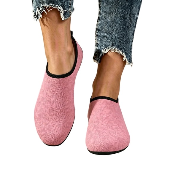 hzomhy Women'S Quick Dry Water Shoes Non-Slip Aqua Socks For Beach Swimming Yoga Hiking And Outdoor Activities Lightweight Flexible Slip-On Footwear Pink