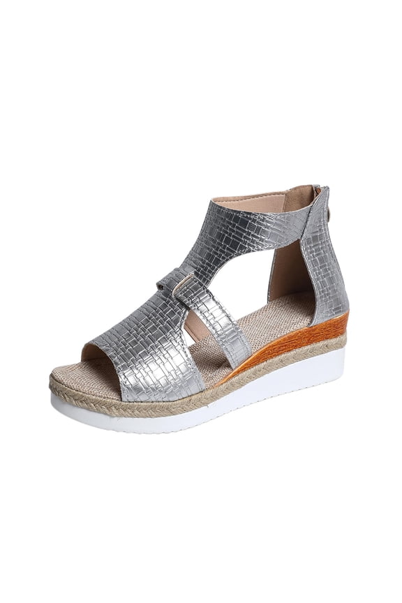 Women's Wedge Sandals High Top Back Zip Open Toe Breathable Comfortable Lightweight Slip Resistant Arch Support Everyday Casual Durable.