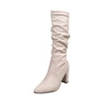 thumbnail image 1 of hzomhy Womens Knee High Boots Pointed Toe Pleated Shaft Mid Block Heel for Office Work Evening Outings Dress Events and Winter Wear, 1 of 9