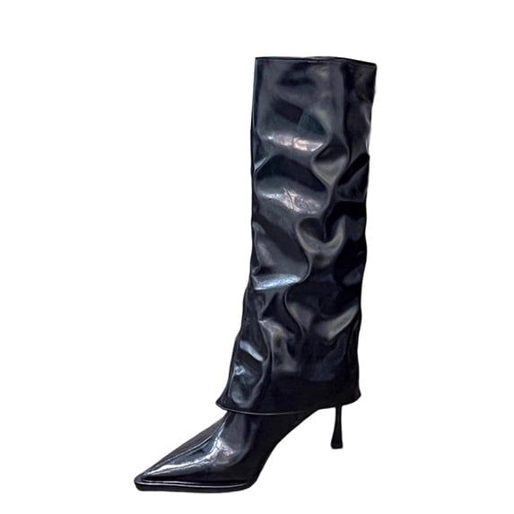 hzomhy Womens Knee High Boots Pointed Toe Pull On Slim High Heel for Party Evening and Fall Winter Wear