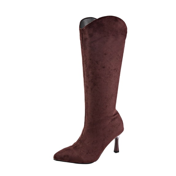 hzomhy Womens Knee High Boots Pointed Toe Slim High Heel Rear Zipper for Office Work Evening Outings Dress Wear and Winter Wear