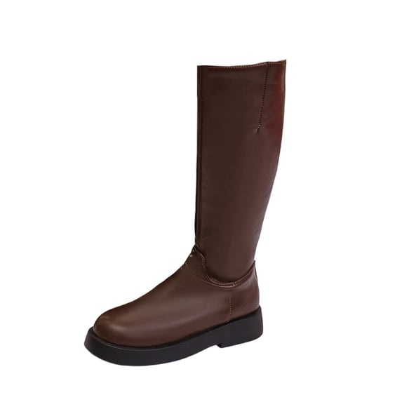 hzomhy Womens Knee High Boots Round Toe Rear Zipper Low Heel for Casual Daily and Fall Winter Wear