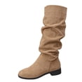 thumbnail image 1 of hzomhy Womens Knee High Boots Round Toe Slouch Shaft Pull On Design Low Block Heel for Casual Daily Outfits, 1 of 9