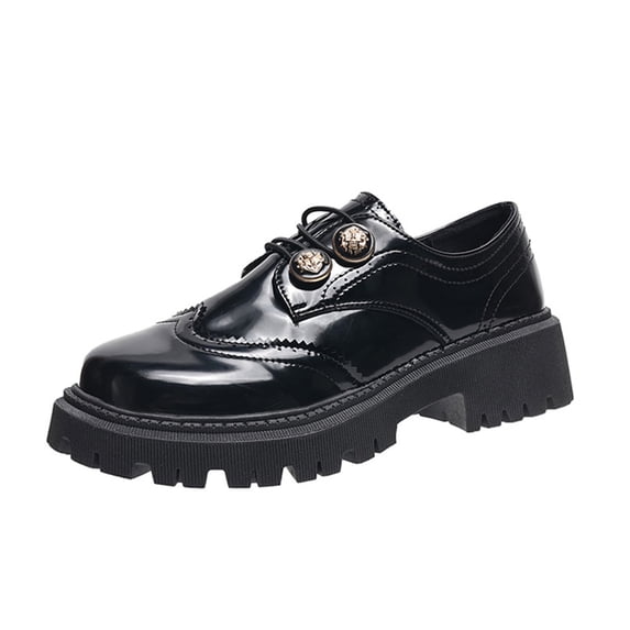 hzomhy Womens Loafers Round Toe Thick Sole Block Heel Buckle Detail for Office Work Daily Commute Casual Walking and Everyday Wear