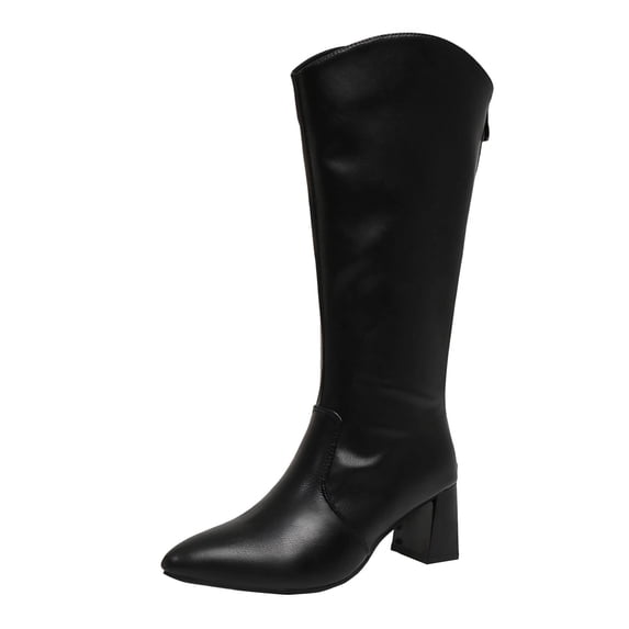 hzomhy Womens Mid Calf Boots Pointed Toe Rear Zipper for Casual Daily Shopping and Fall Winter Wear