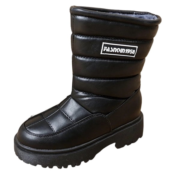 hzomhy Womens Mid Calf Snow Boots Round Toe Warm Lining Mid Heel for Cold Weather and Everyday Wear