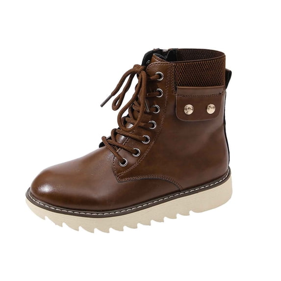 hzomhy Womens Snow Boots Round Toe Front Lacing Thick Sole Warm Lining for Casual Cold Weather Walking and Daily Wear