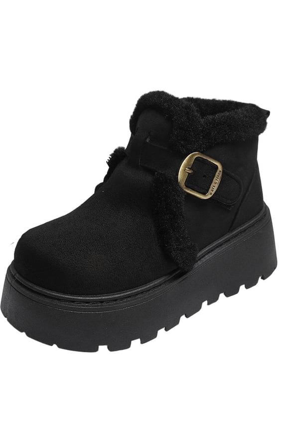 Womens Snow Boots Round Toe High Top Warm Lining Thick Sole Bunny Accent for Casual Cold Weather Wear