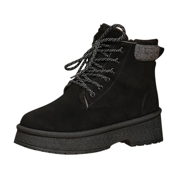 hzomhy Womens Snow Boots Round Toe Warm Lined Thick Sole Flat Heel Front Tie for Cold Weather Outdoor Walking Daily Commute and Winter Wear
