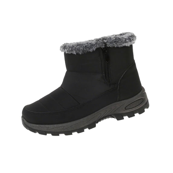 hzomhy Womens Snow Boots Round Toe Warm Lined Thick Sole Flat Heel Side Zipper for Cold Weather Outdoor Walking Daily Commute and Winter Wear