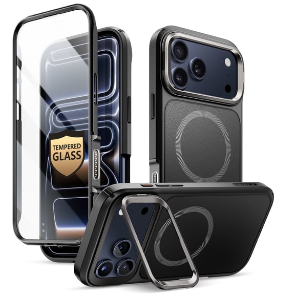 i-Blason All-in-One for iPhone 17/18 Pro Case MagSafe with Stand, 360° Full-Body with 9H Glass Screen Protector, Camera Control, Ring Kickstand, Heavy Duty Case Cover for iPhone 17 Pro, 6.3''