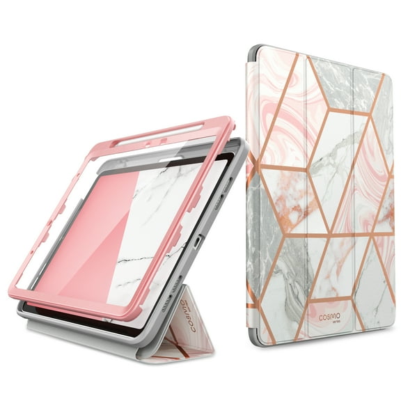 i-Blason for Apple iPad Air 11/10.9 inch Case 6th/5th/4th Generation 2024 [Built-in Screen Protector & Pencil Holder] Full-Body Trifold Stand Protective Smart Cover, Pink