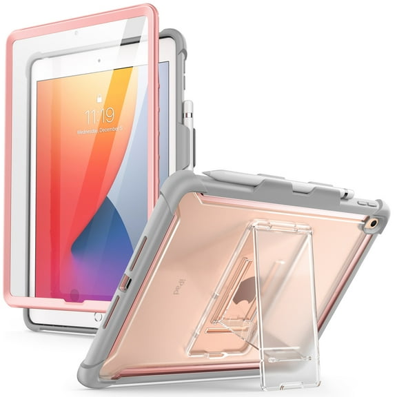 i-Blason Ares Case for New iPad 9th/8th/7th Generation, iPad 10.2 2021/2020/2019 Case, Full-Body Kickstand with Built-in Screen Protector Cover with Pencil Holder (RoseGold)