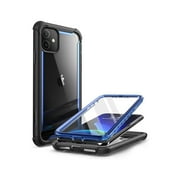 i-Blason Ares Case for iPhone 11 6.1 Inch (2019 Release), Dual Layer Rugged Clear Bumper Case with Built-in Screen Protector (Blue)