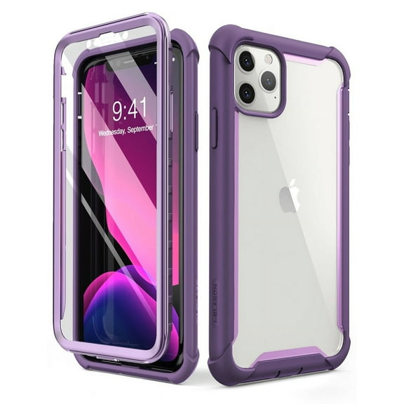 i-Blason Ares Case for iPhone 11 Pro Max 2019 Release, Dual Layer Rugged Clear Bumper Case with Built-in Screen Protector (Purple)