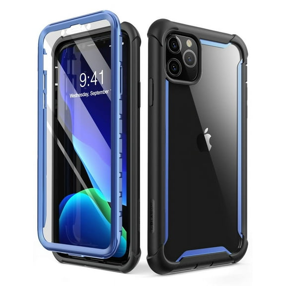 i-Blason Ares Case for iPhone 11 Pro Max 6.5 inch 2019 Release, Dual Layer Rugged Clear Bumper Case with Built-in Screen Protector (Blue)