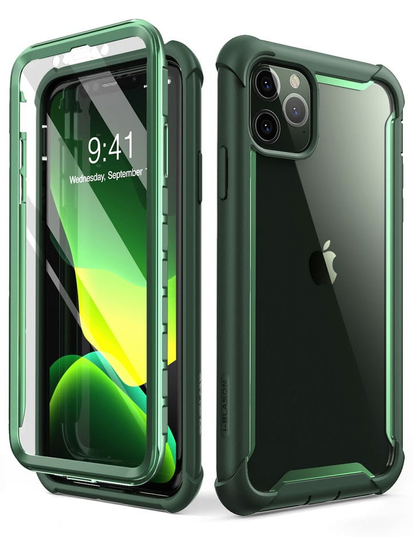 i-Blason Ares Case for iPhone 11 Pro Max 6.5 inch 2019 Release, Dual Layer Rugged Clear Bumper Case with Built-in Screen Protector (Green)